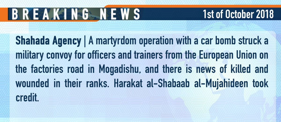 Translation of the arabic claim released by al-Shabaab (AlQaeda in Somalia) about the SBVIED operation against Italian forces in Mogadishu.   