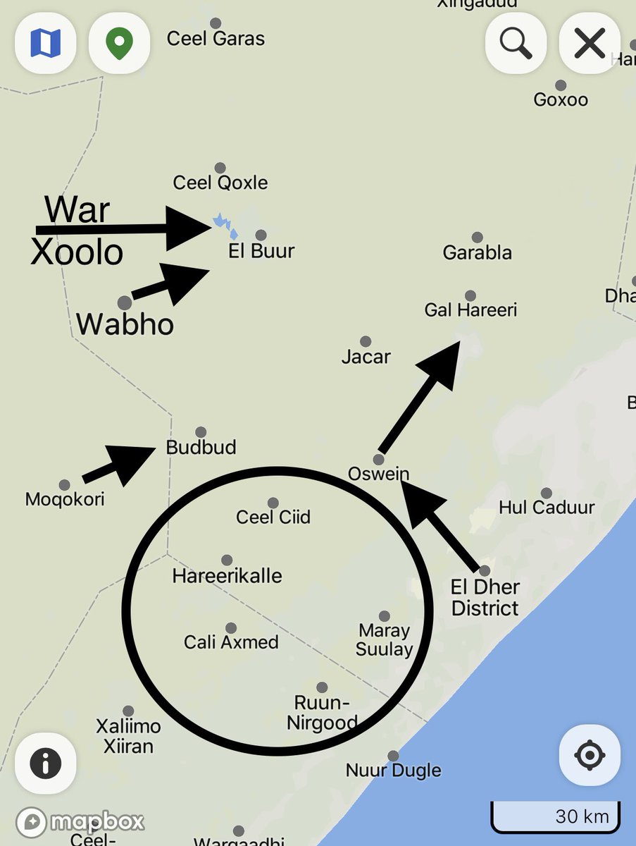 Somali military commanders reporting troops have captured  Cawsweyne (Oswein) to the northwest of El Dheer town, today. Al-Shabaab militants reportedly vacated the village.