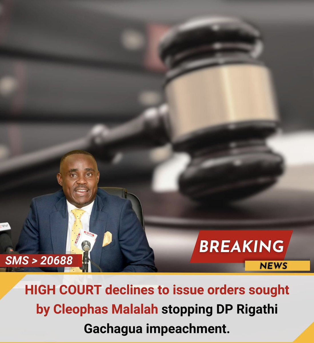 Kenyan High Court has refused to grant the orders requested by Cleophas Malalah to halt the impeachment of Deputy President Rigathi Gachagua